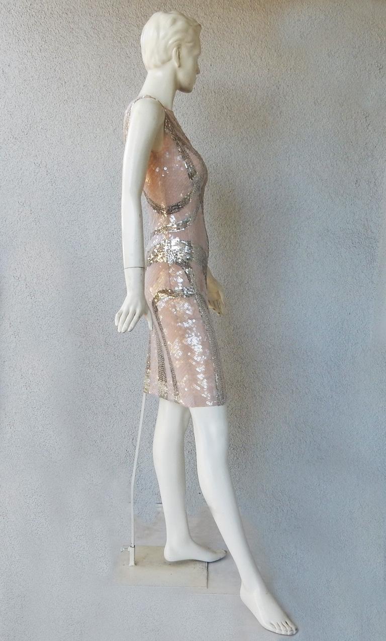 Gray NWT Alexander McQueen Pre Death 2009 Shimmer & Sparkle Nude Beaded Evening Dress For Sale