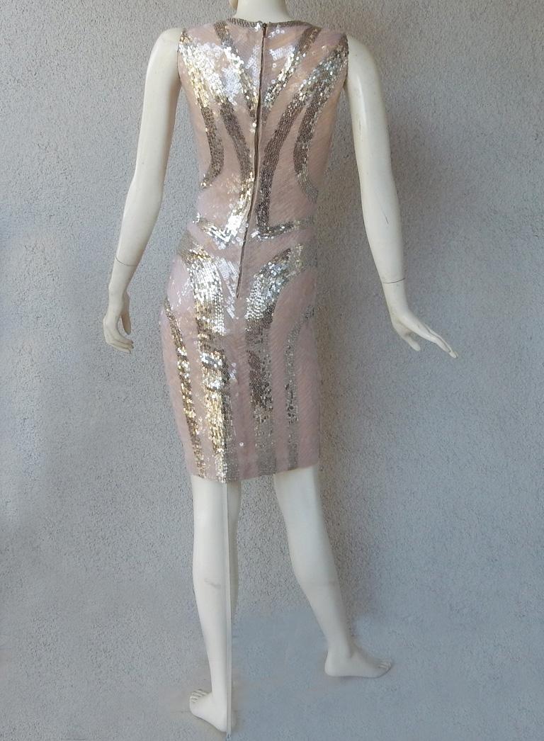 NWT Alexander McQueen Pre Death 2009 Shimmer & Sparkle Nude Beaded Evening Dress In New Condition For Sale In Los Angeles, CA