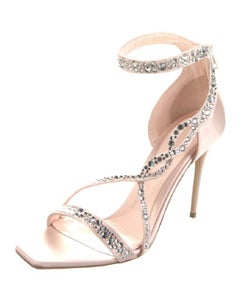 NWT Alexander McQueen Chalky Pink Crystal Embellished Satin Shoes 39.5