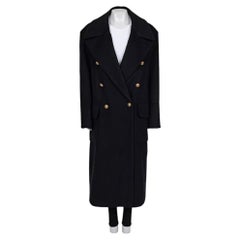 NWT Balmain Black Wool Cashmere Straight Coat Sz.40/L