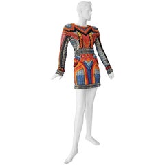 NEU Balmain Laufsteg handgefertigtes mehrfarbiges Makramee-Häkelkleid