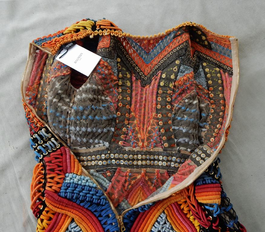 NWT Balmain Runway Handmade Multihued Macrame Crochet Dress  For Sale 1