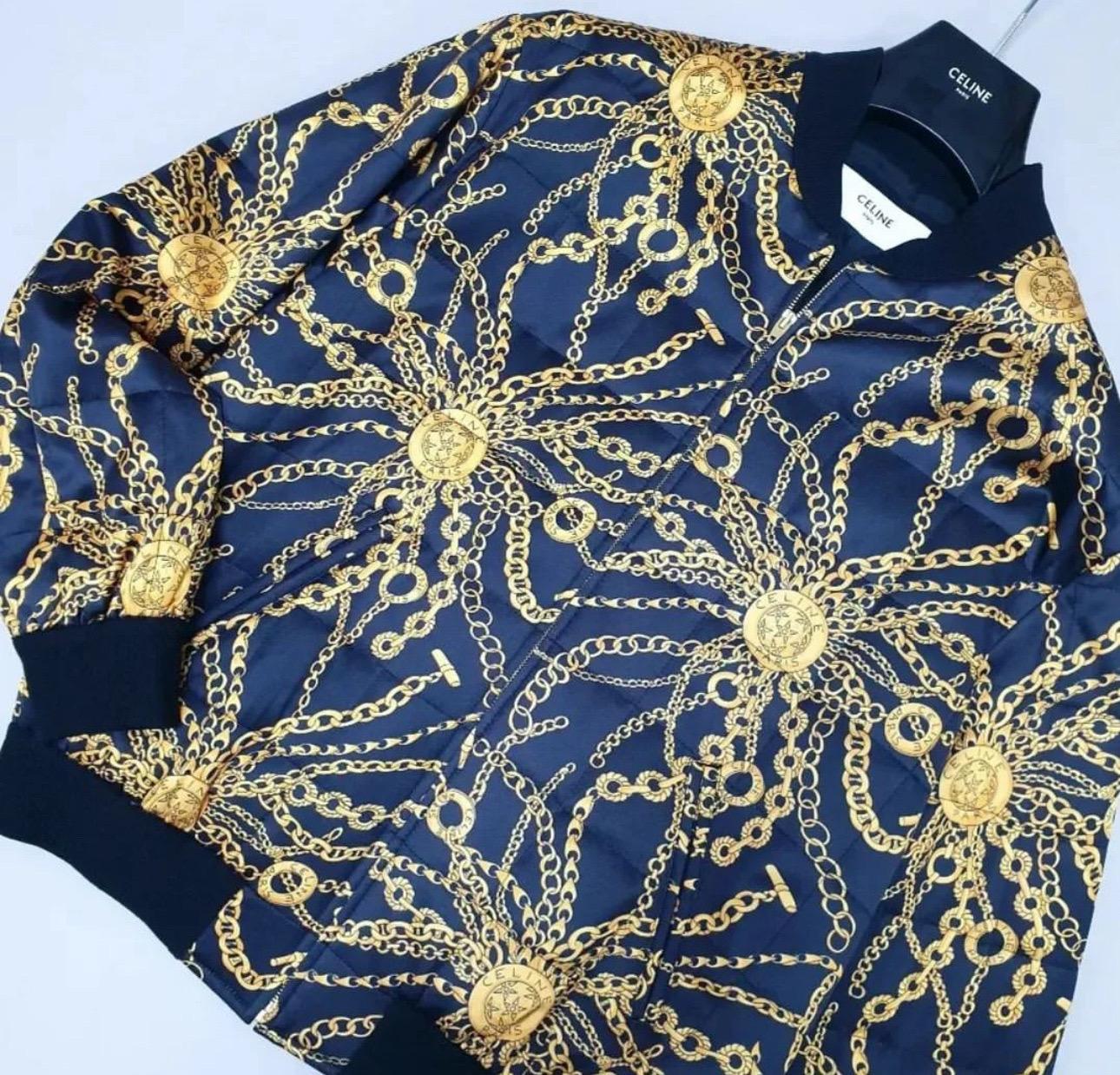 Women's NWT Celine Black Navy Blue Bomber Jacket