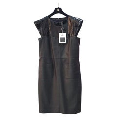 NWT Chanel 18S Schwarz Lammfell Mini Kleid Sz.50