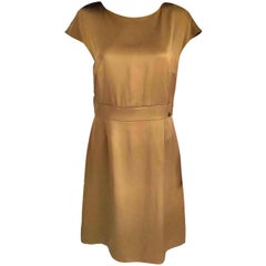 NWT Chanel 2010 10A Gold Bronze 100% Silk A-Line Shimmer Dress FR 40/ 42 US 8