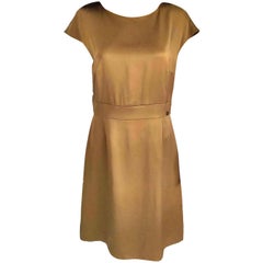  NWT Chanel 2010 10A Gold Bronze 100% Silk A-Line Shimmer Dress FR 40/ 42 US 8 