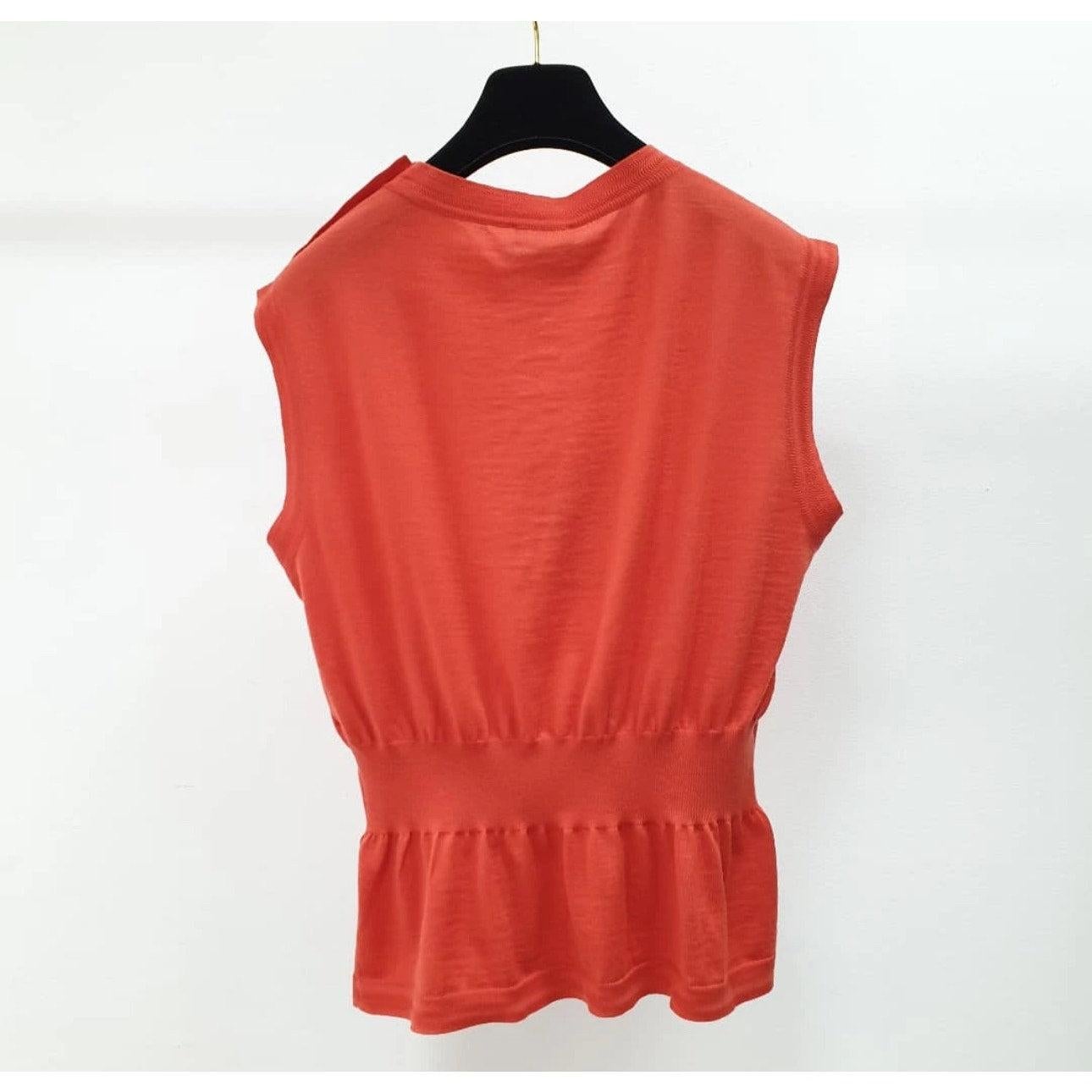 NWT Chanel Koralle rot CC Knöpfe Jersey Top Sz.40 (Rot) im Angebot