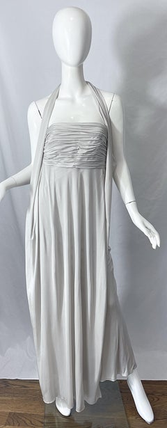NWT Chanel Cruise 2004 Lagerfeld Sz 40 Grey Silk Jersey Grecian Halter Gown C04