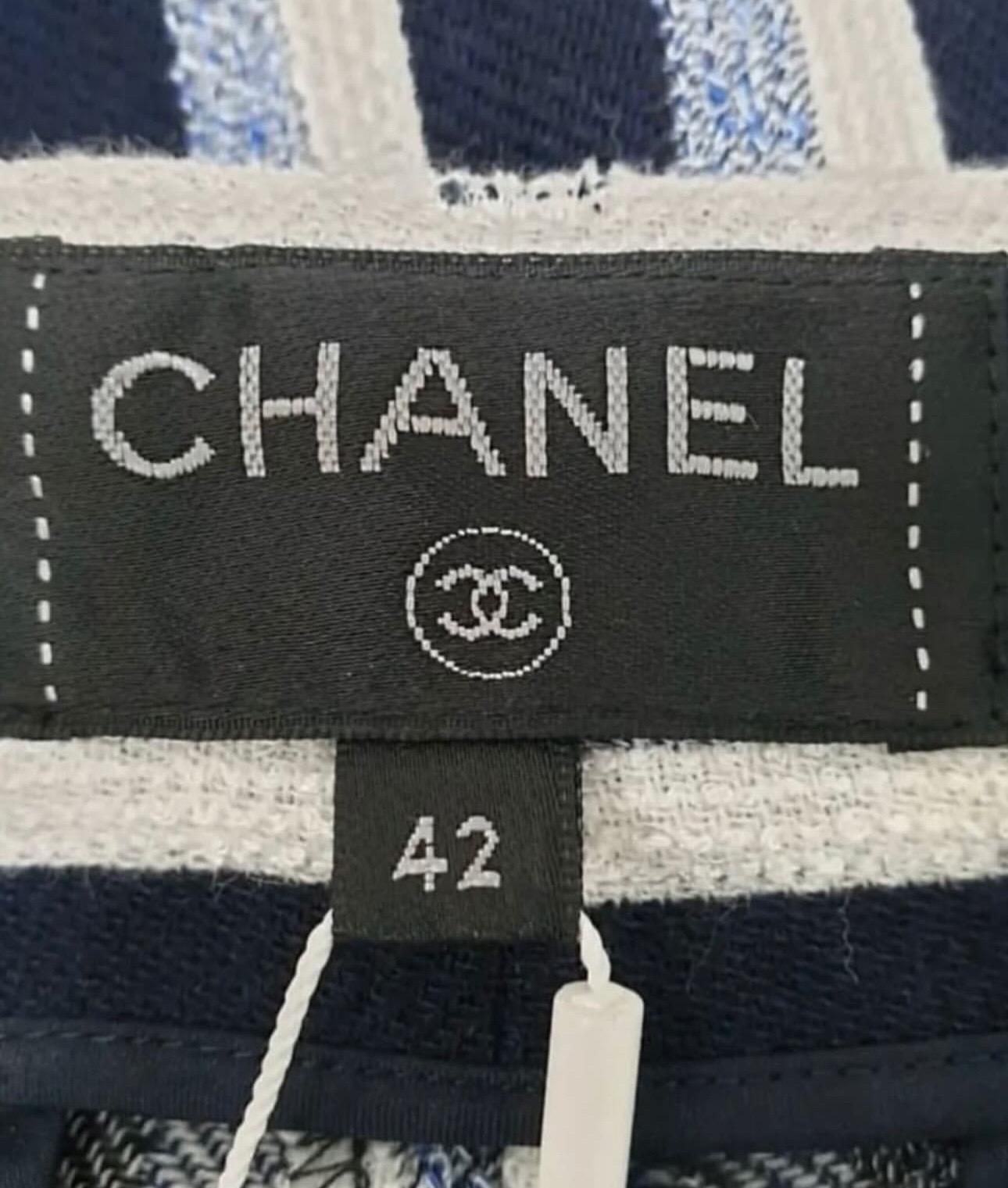 NWT Chanel Cuba Striped Wide Leg Wool Pants Sz.42 In New Condition For Sale In Krakow, PL