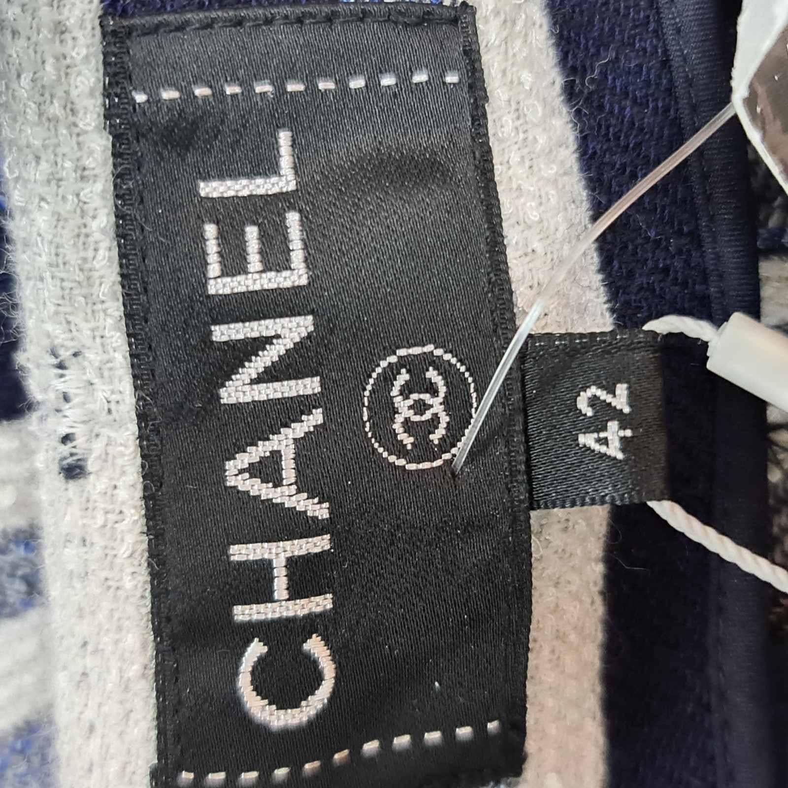 Women's NWT Chanel Cuba Striped Wide Leg Wool Pants Sz.42 For Sale