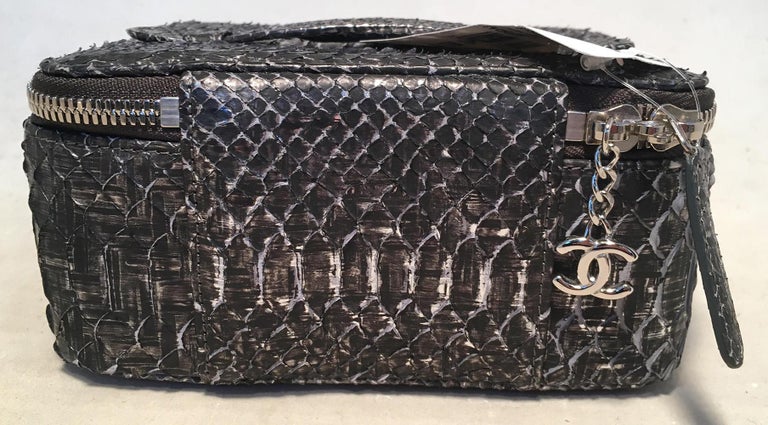 Python Chanel Pouch NWT Chanel Gray Python Snakeskin Jewelry Travel Pouch Case with ...