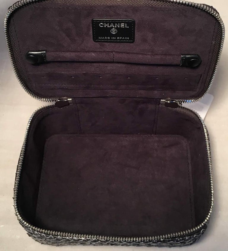 Python Chanel Pouch NWT Chanel Gray Python Snakeskin Jewelry Travel Pouch Case with ...