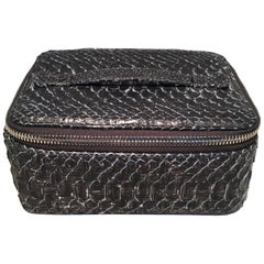 NWT Chanel Gray Python Snakeskin Jewelry Travel Pouch Case with Accessories