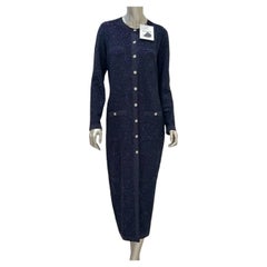 NWT Chanel Navy Wool Blend Cardigan Dress Sz.42