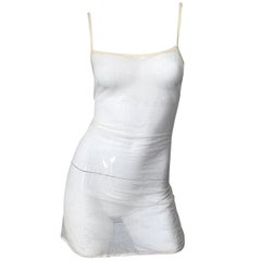 NWT Chanel Resort 2009 Ivory Off - White Size 38 Sheer Silk Mesh Mini Slip Dress