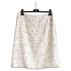 Used NWT Chanel S/S 2019 By The Sea White Gold Embellished 19P 19S Midi Skirt 
