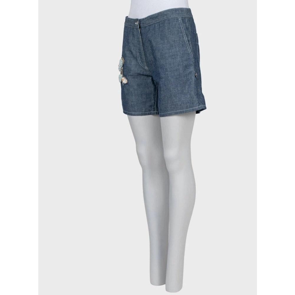 Gris NWT Christian Dior Denim Shorts with Patches - Size 40/ S en vente