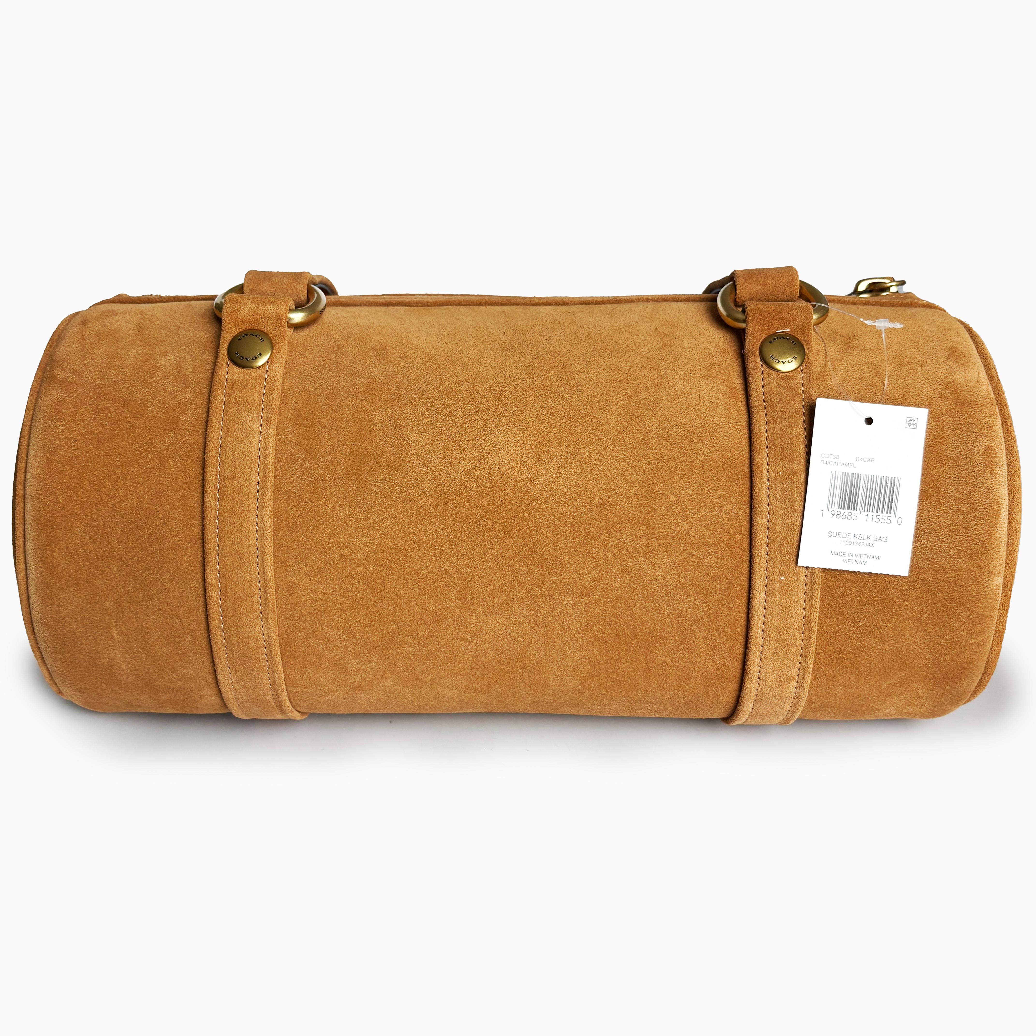 NWT Coach Originals Kisslock Barrel Bag Caramel Suede Leather Limited Edition en vente 5