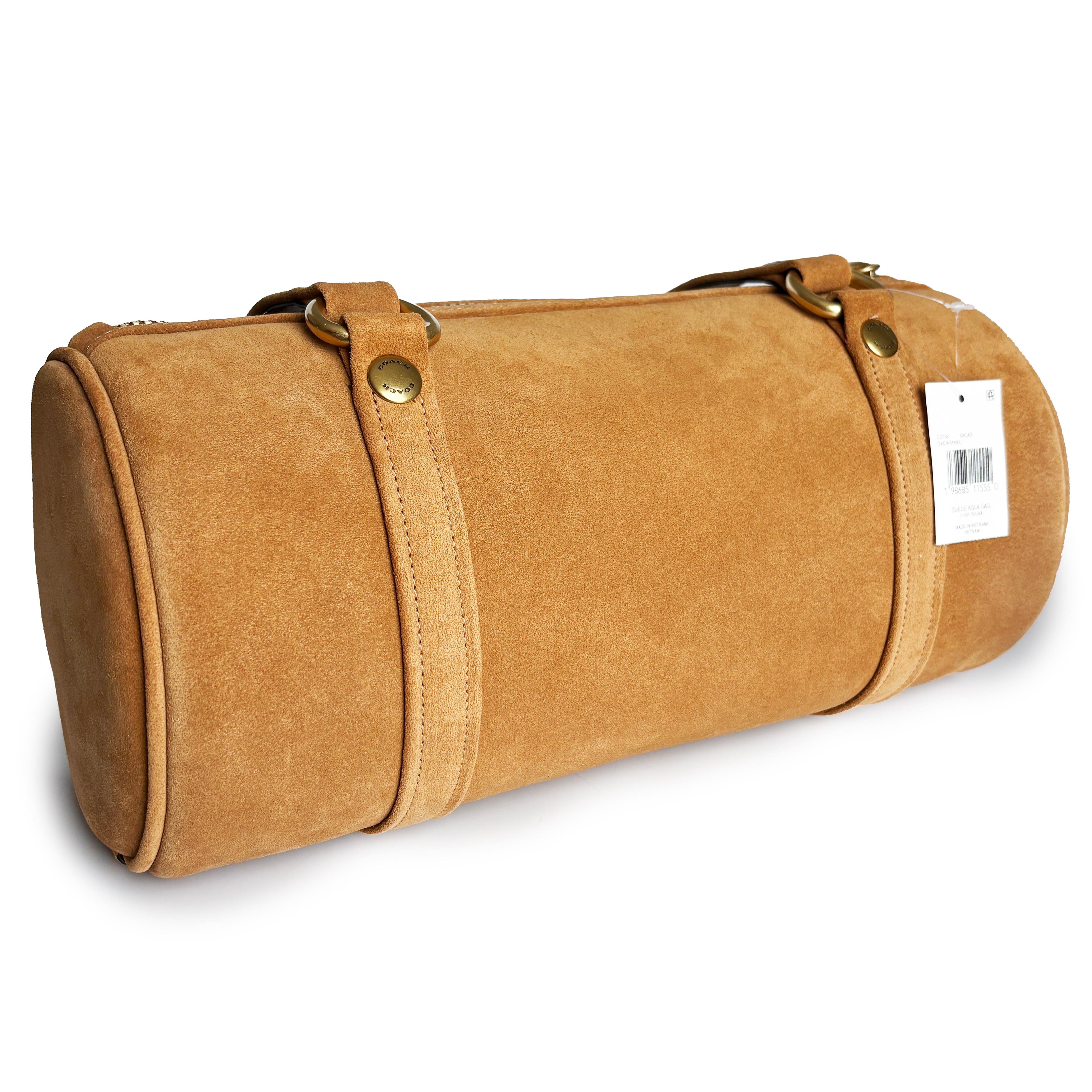 NWT Coach Originals Kisslock Barrel Bag Caramel Suede Leather Limited Edition en vente 6