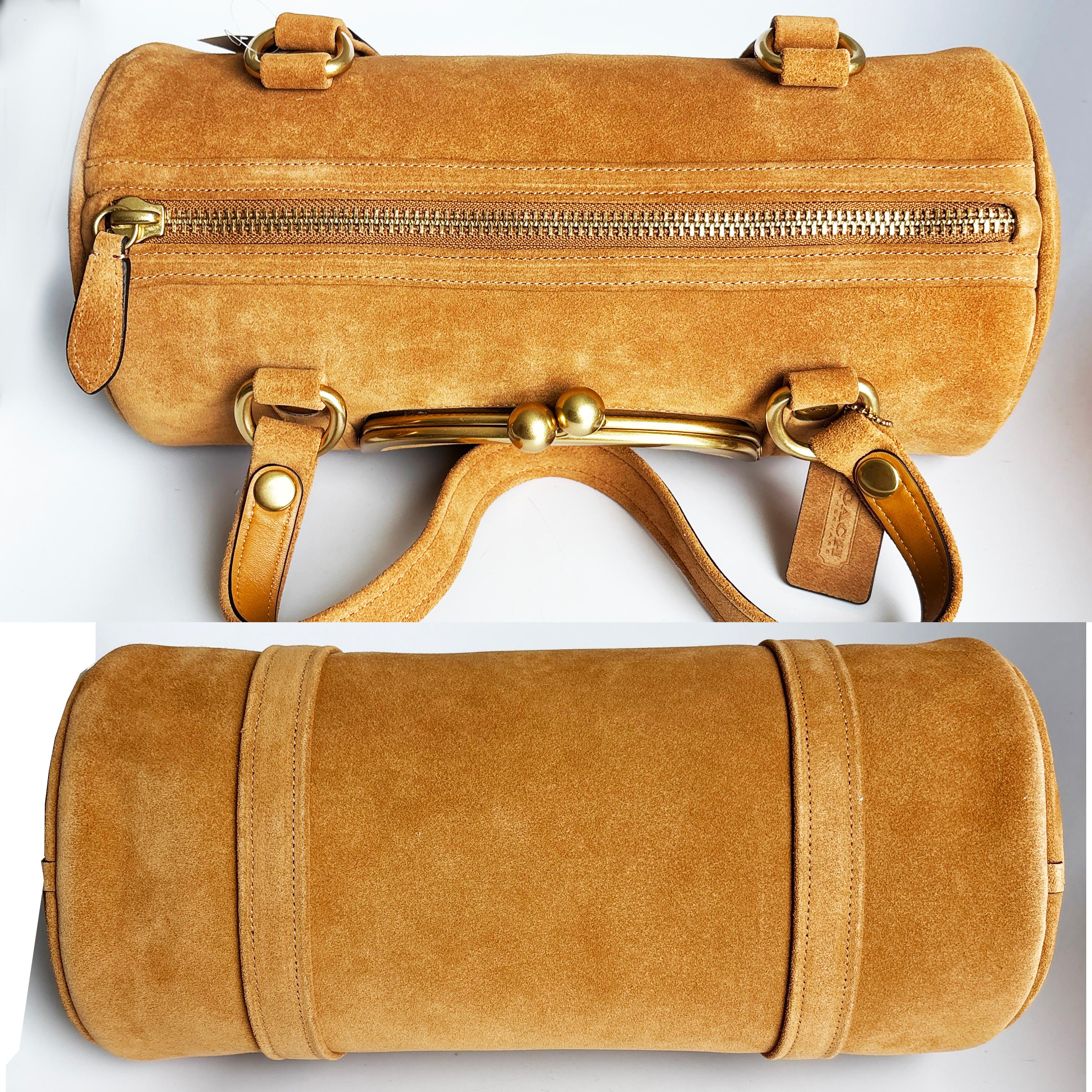 NWT Coach Originals Kisslock Barrel Bag Caramel Suede Leather Limited Edition en vente 8