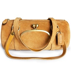 NWT Coach Originals Kisslock Barrel Bag Caramel Suede Leather Limited Edition