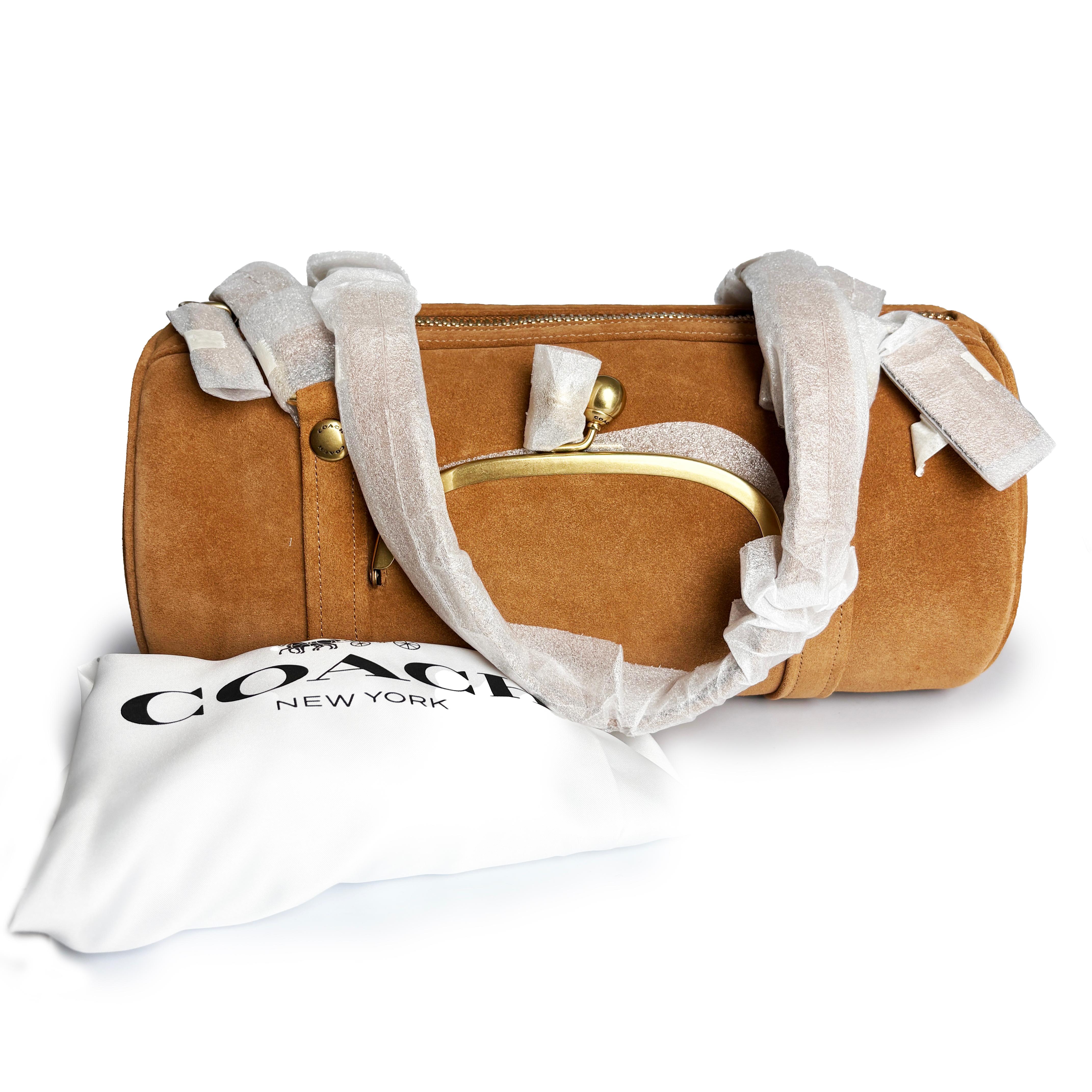 NWT Coach Originals Kisslock Barrel Bag Caramel Suede Leather Limited Edition en vente 1
