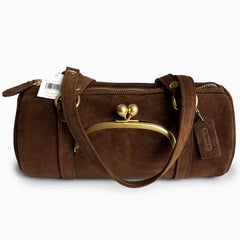 NWT Coach Originals Kisslock Barrel Bag Chocolate Suede Leather Limited Edition