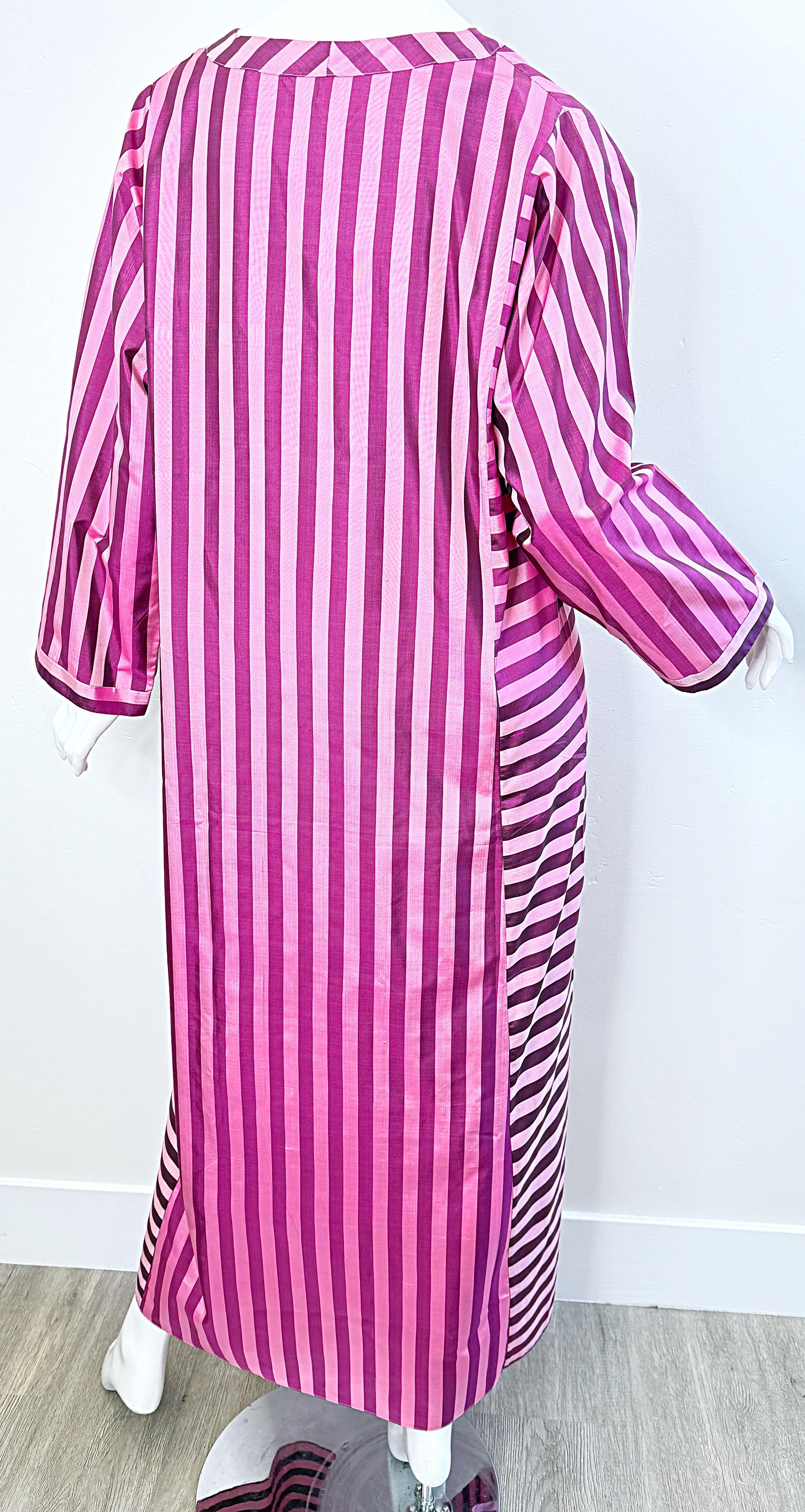 NWT Cocoon by Randi Kristoffersen 2000s Pink Striped Vintage Caftan Maxi Dress For Sale 6