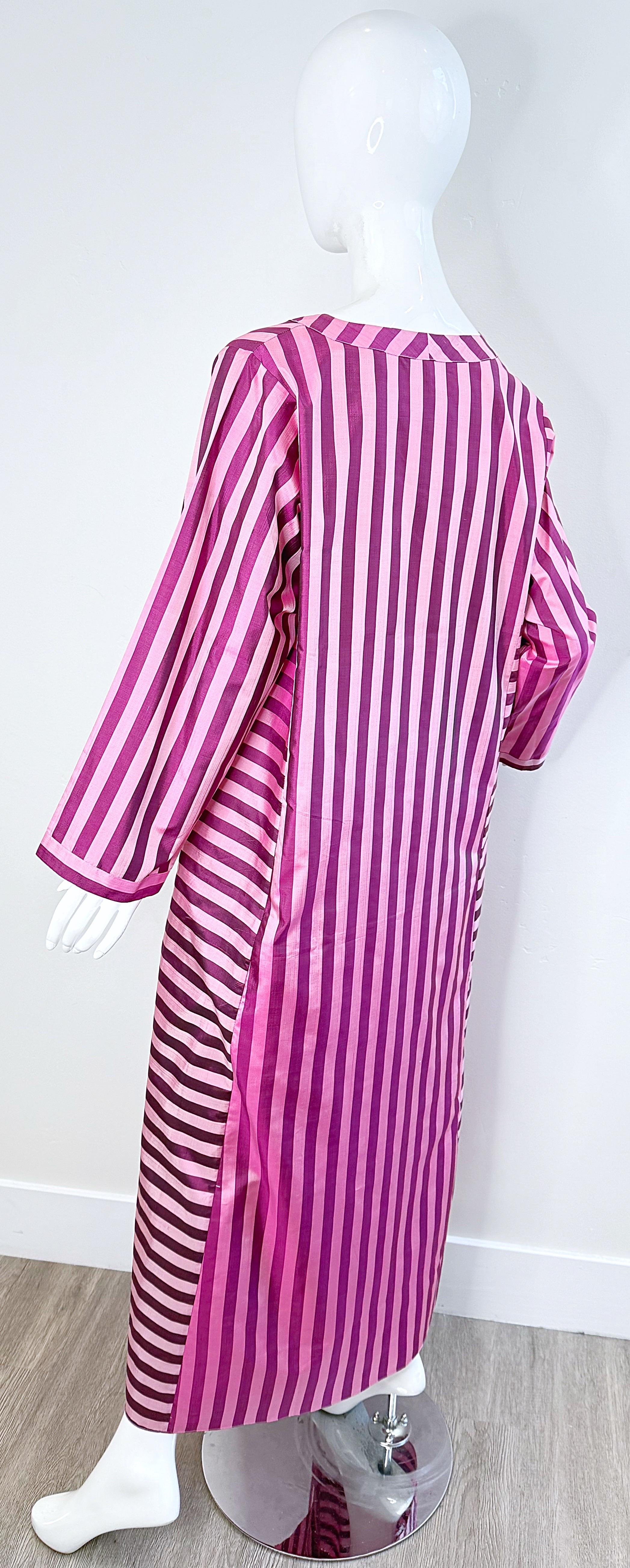 NWT Cocoon by Randi Kristoffersen 2000s Pink Striped Vintage Caftan Maxi Dress For Sale 7