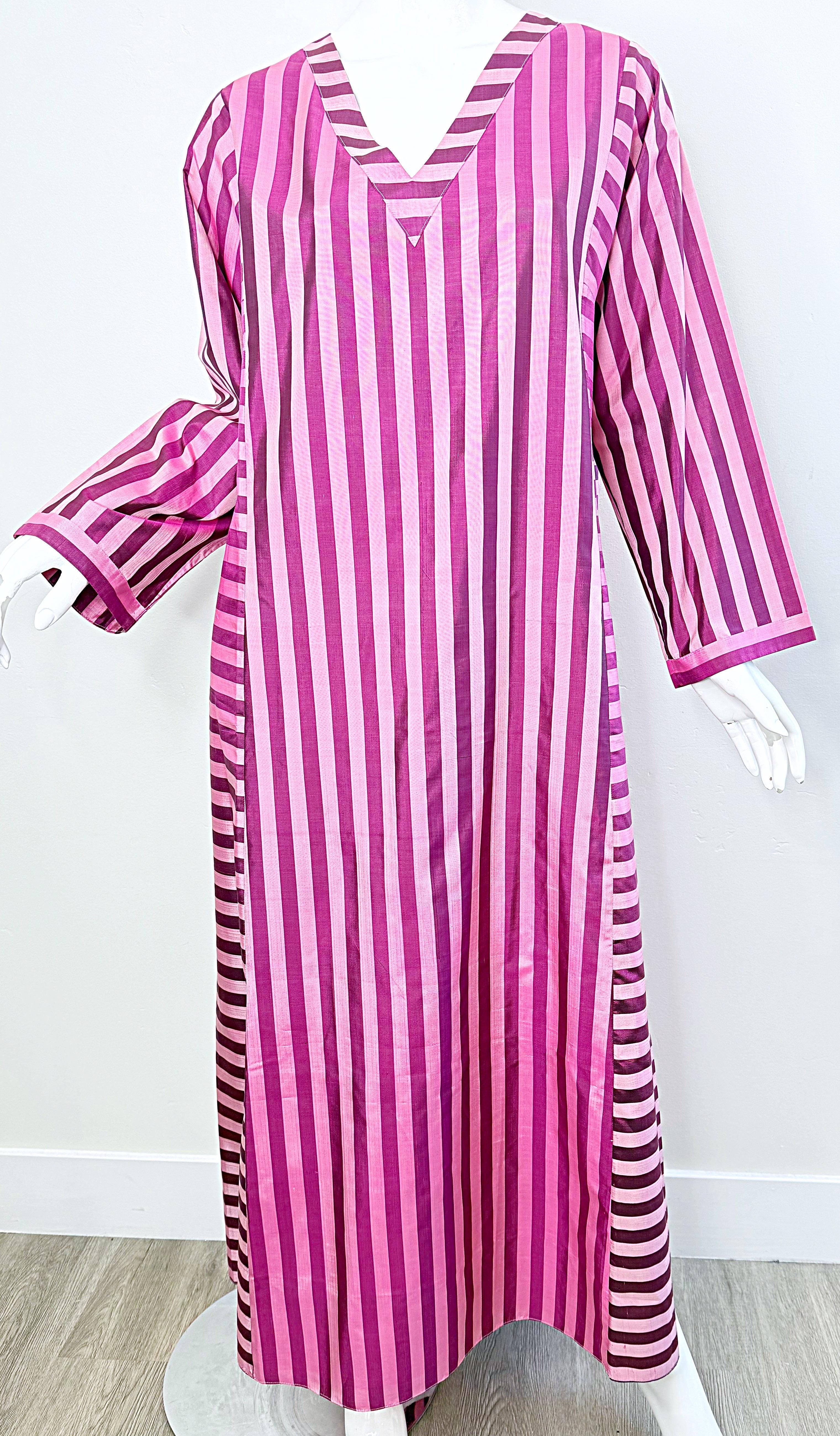 NWT Cocoon by Randi Kristoffersen 2000s Pink Striped Vintage Caftan Maxi Dress For Sale 8