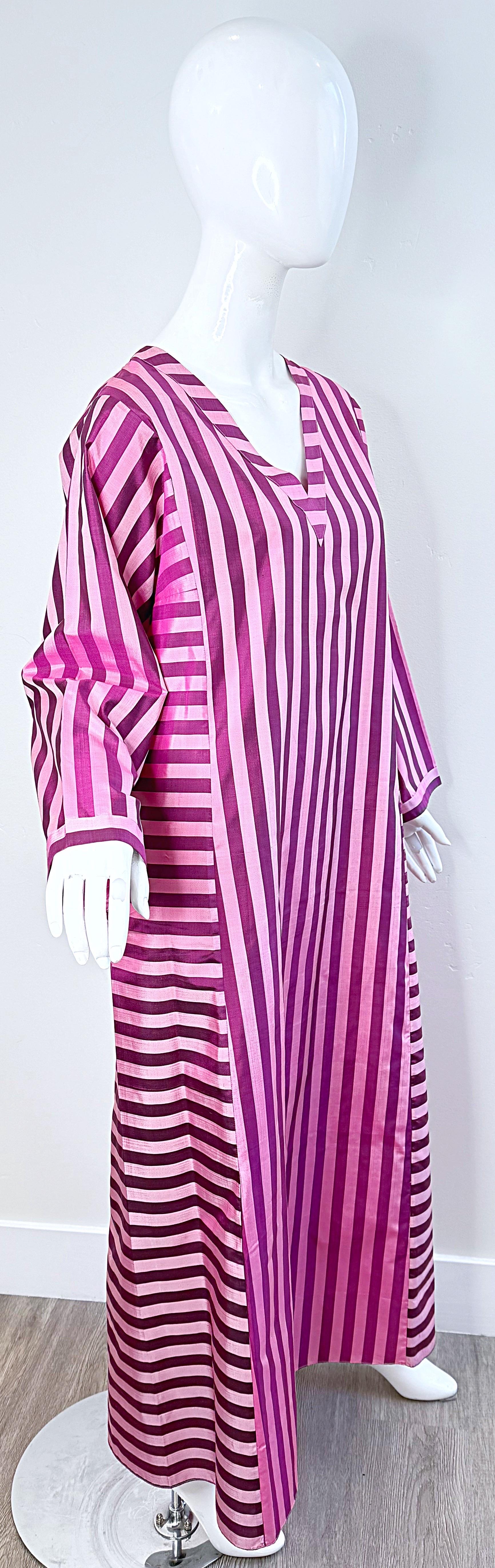 NWT Cocoon by Randi Kristoffersen 2000s Pink Striped Vintage Caftan Maxi Dress For Sale 9