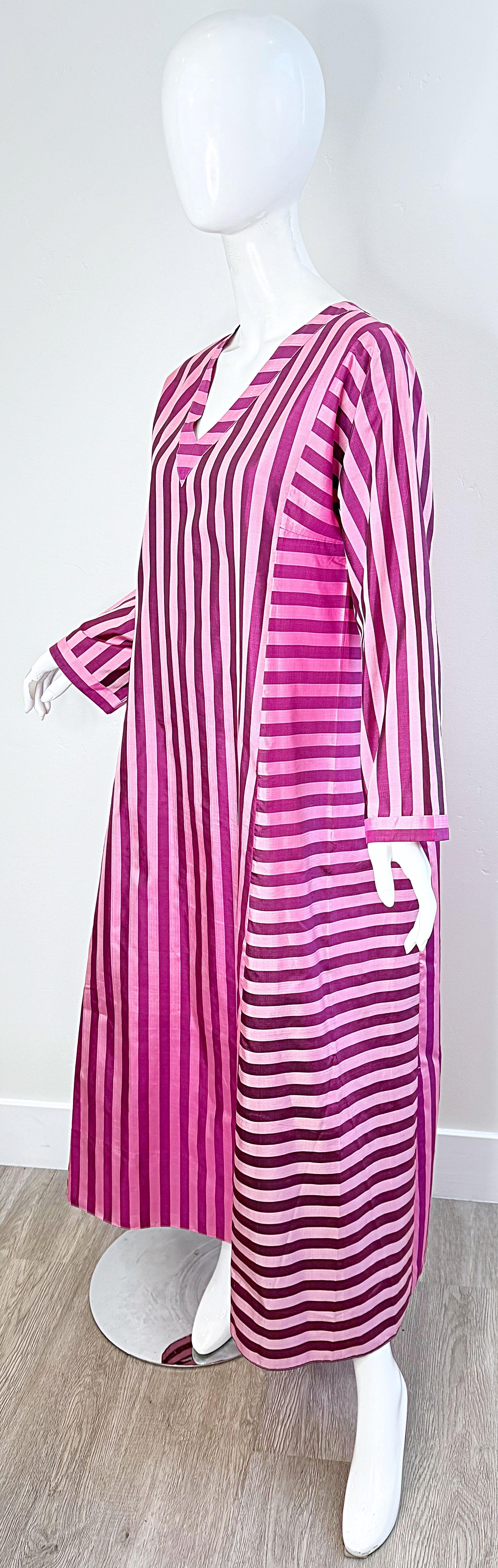 NWT Cocoon by Randi Kristoffersen 2000s Pink Striped Vintage Caftan Maxi Dress For Sale 10
