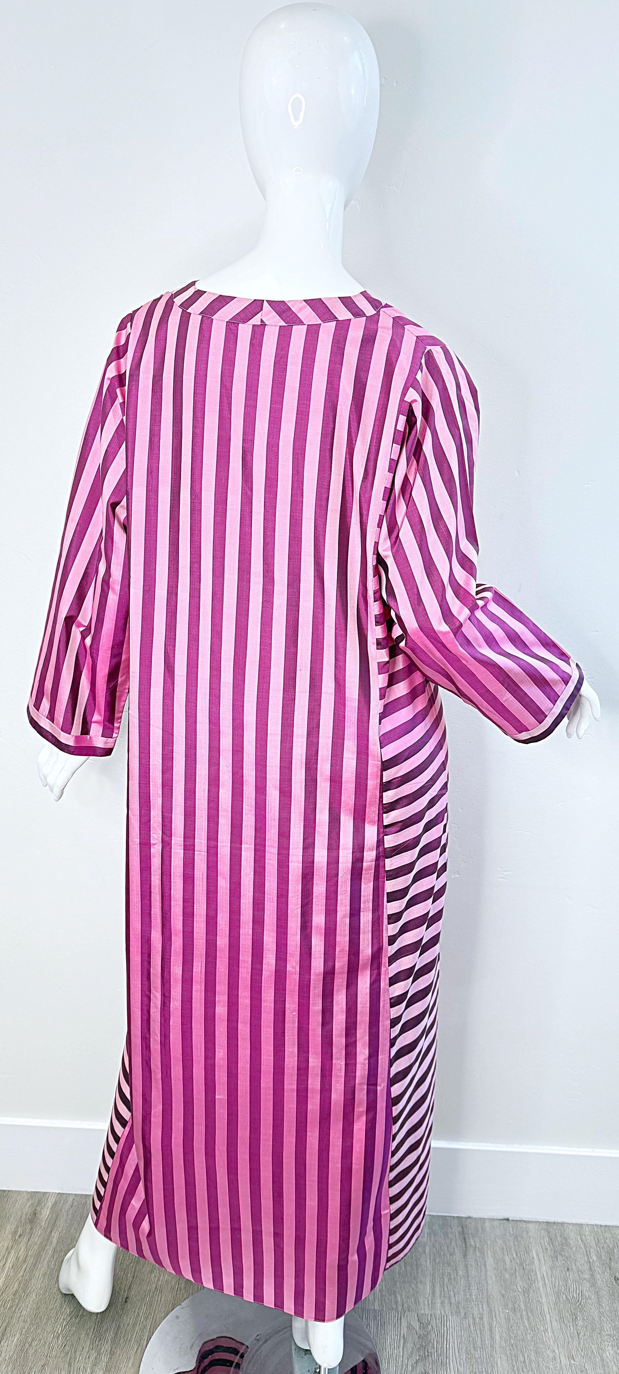 Women's NWT Cocoon by Randi Kristoffersen 2000s Pink Striped Vintage Caftan Maxi Dress For Sale