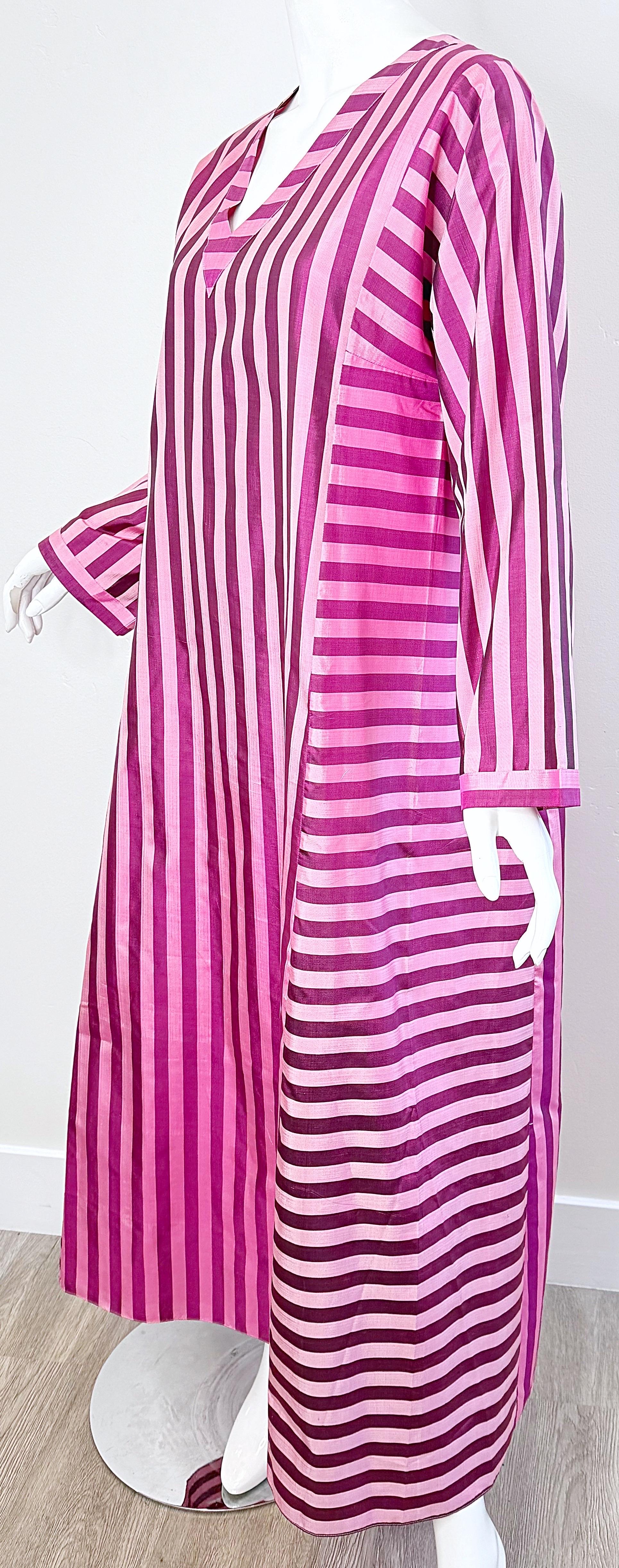 NWT Cocoon by Randi Kristoffersen 2000s Pink Striped Vintage Caftan Maxi Dress For Sale 2