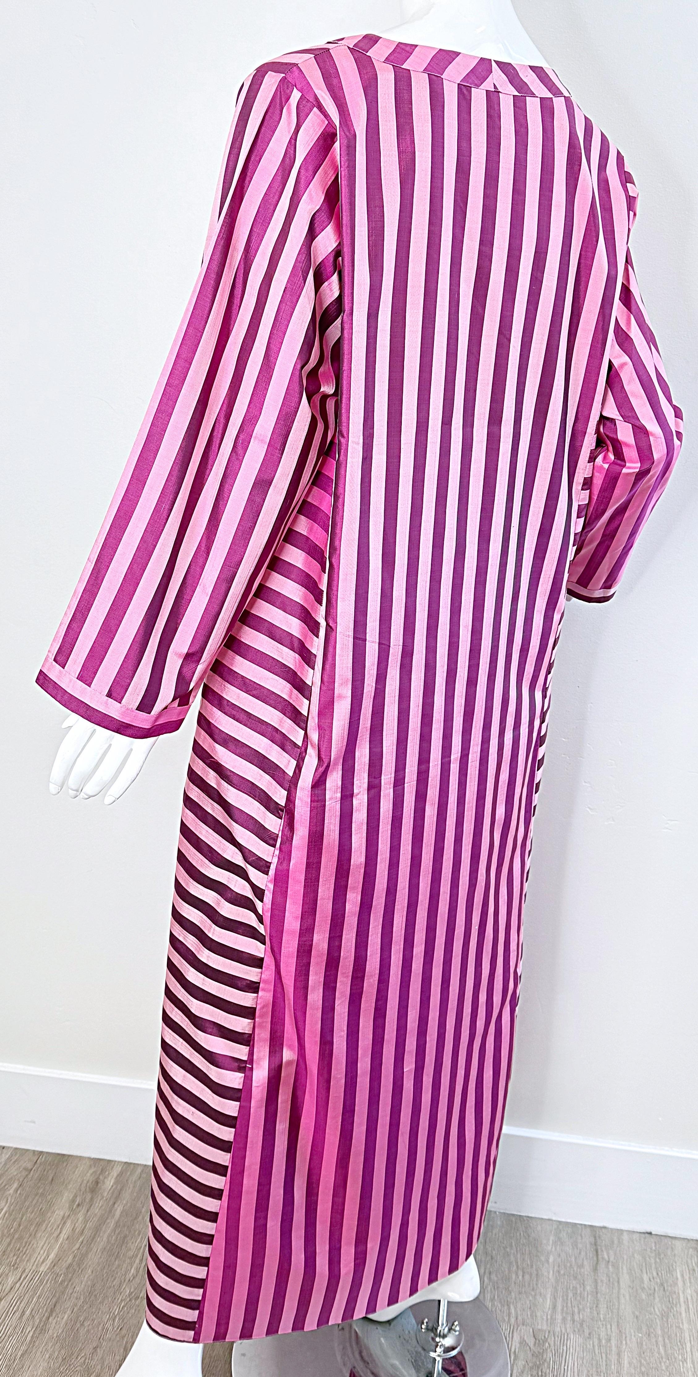 NWT Cocoon by Randi Kristoffersen 2000s Pink Striped Vintage Caftan Maxi Dress For Sale 4