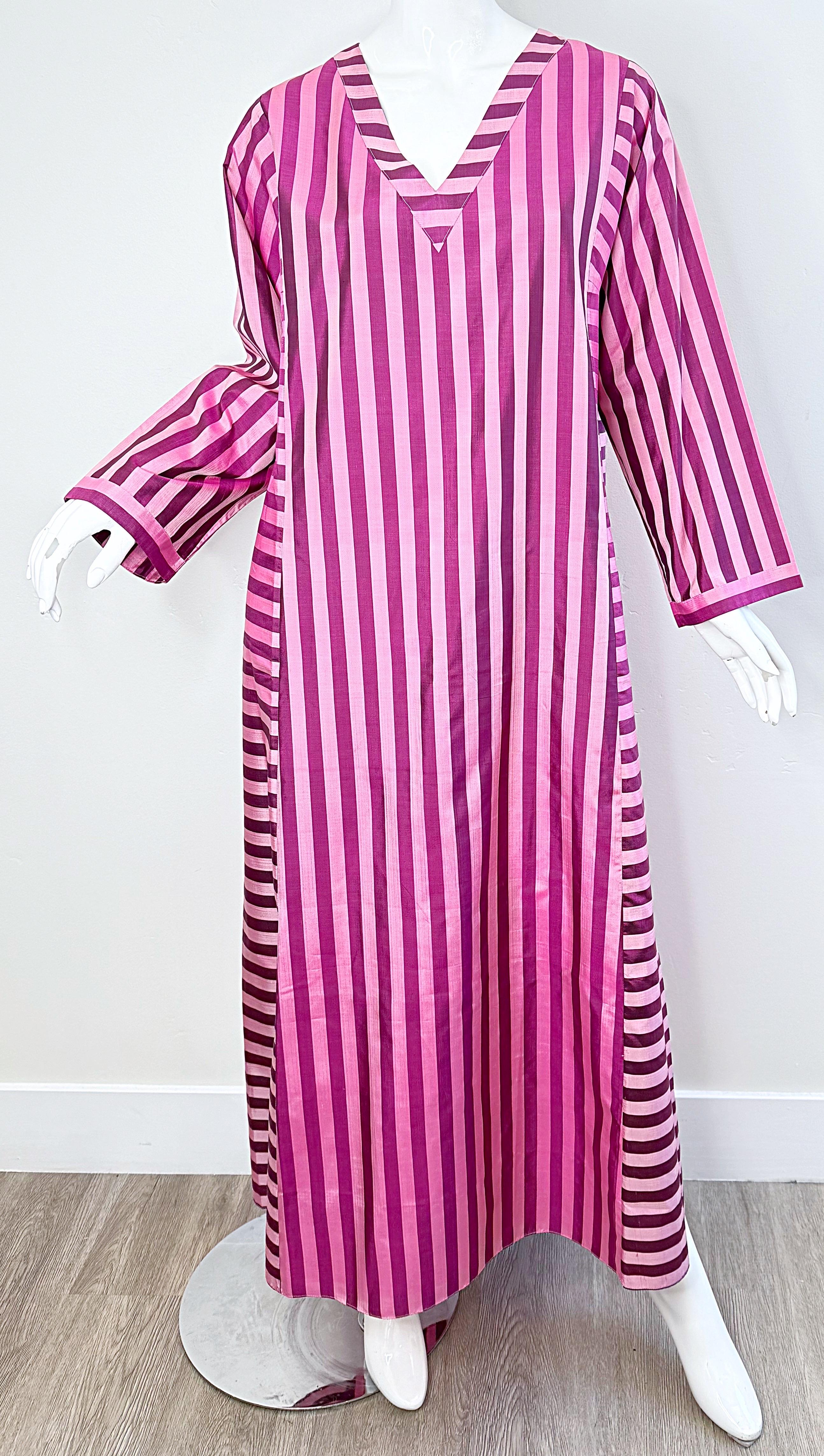 NWT Cocoon by Randi Kristoffersen 2000s Pink Striped Vintage Caftan Maxi Dress For Sale 5