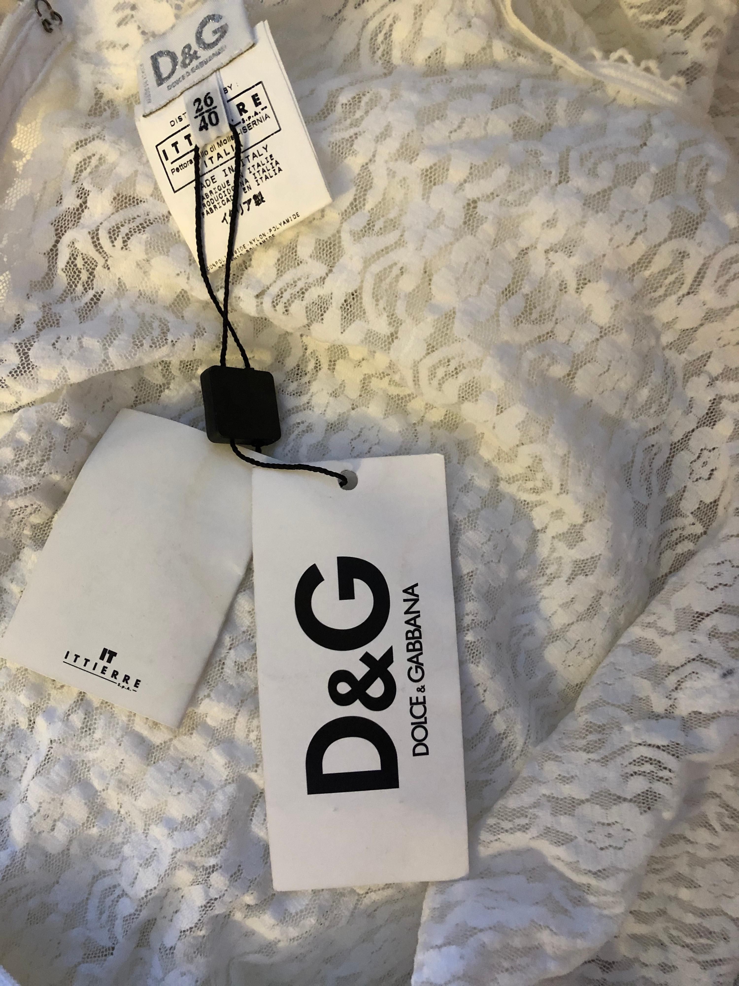 Gray NWT D&G by Dolce & Gabbana S/S 2006 Runway Sheer Lace White Dress For Sale