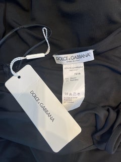 NWT Dolce & Gabbana Fall 1998 Size 46 Red Crystal Heart Vintage Black Gown Dress