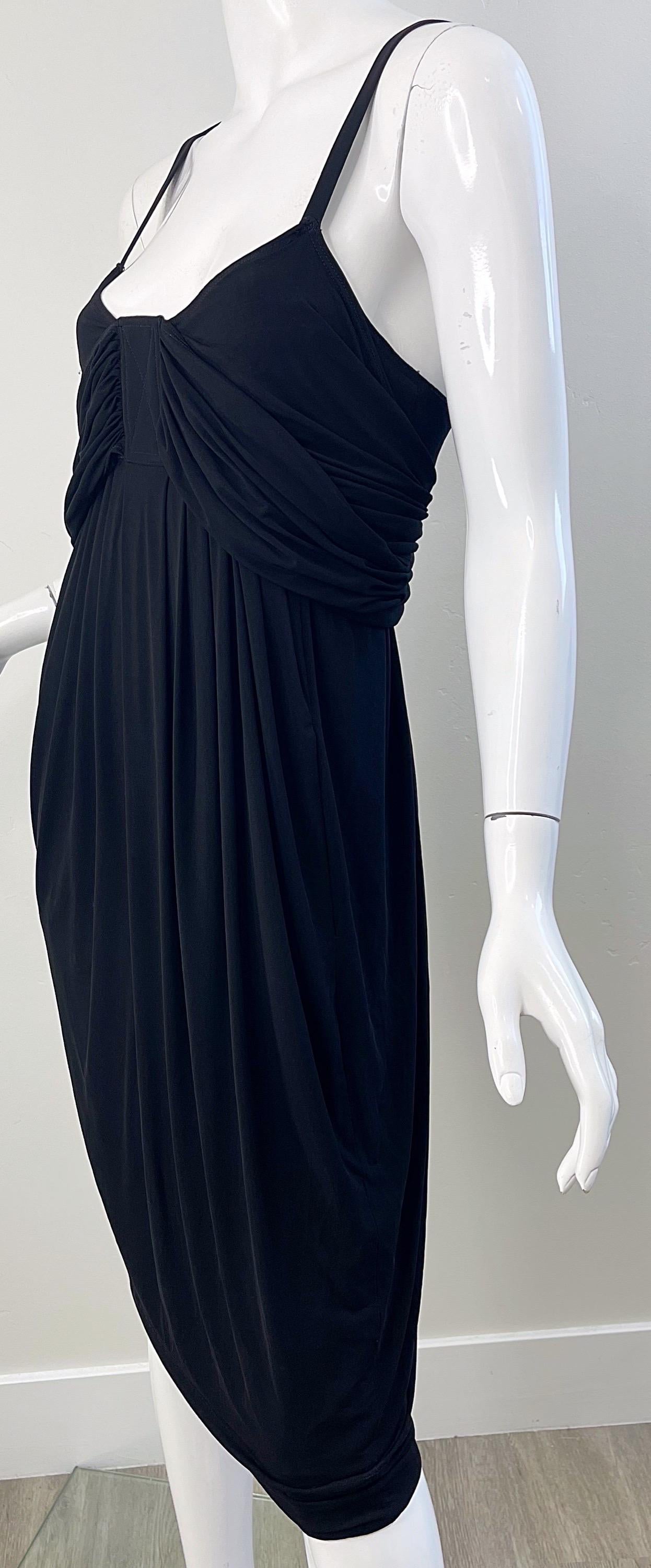 NWT Donna Karan Collection 2000s Black Cupo Spandex Jersey Sleeveless Dress Y2K For Sale 6