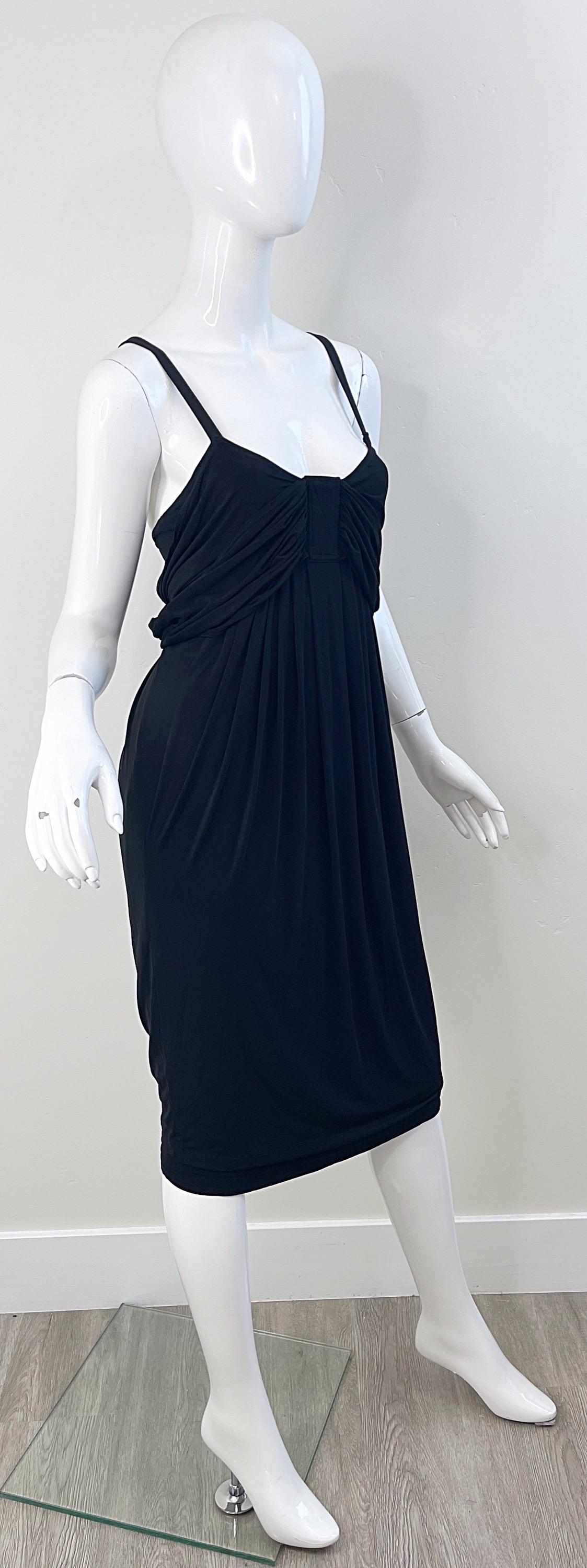 NWT Donna Karan Collection 2000s Black Cupo Spandex Jersey Sleeveless Dress Y2K For Sale 7