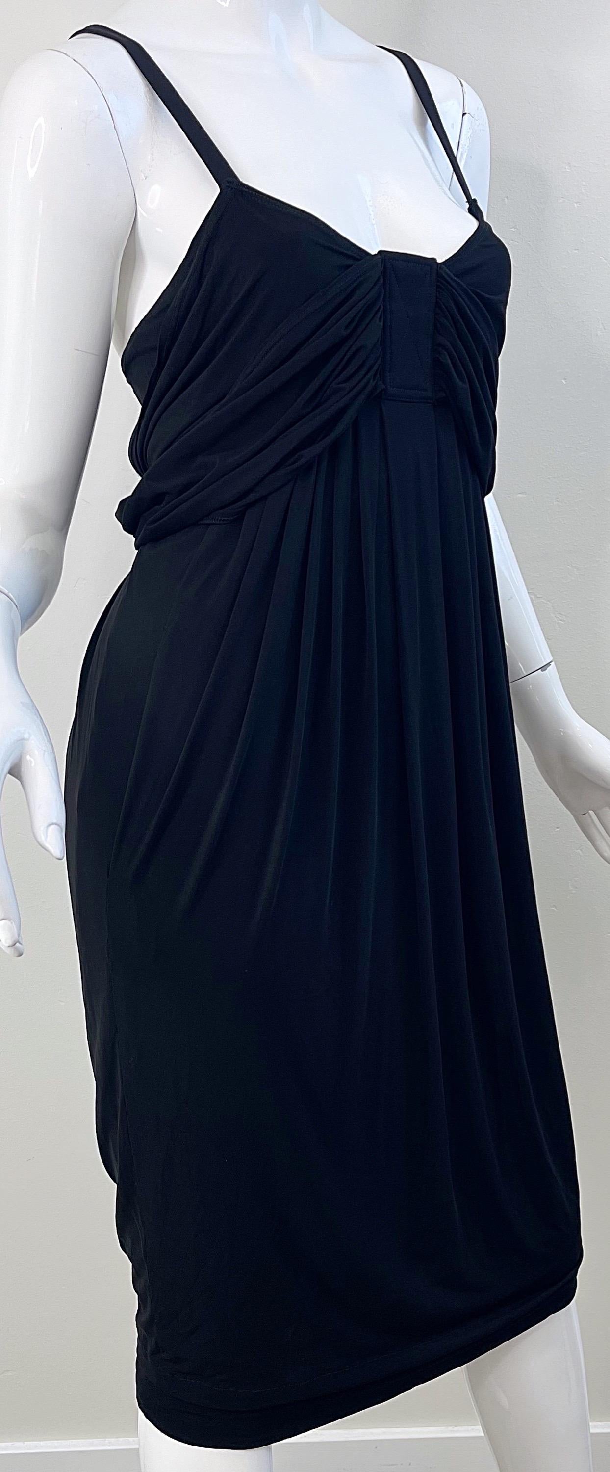 NWT Donna Karan Collection 2000s Black Cupo Spandex Jersey Sleeveless Dress Y2K For Sale 8