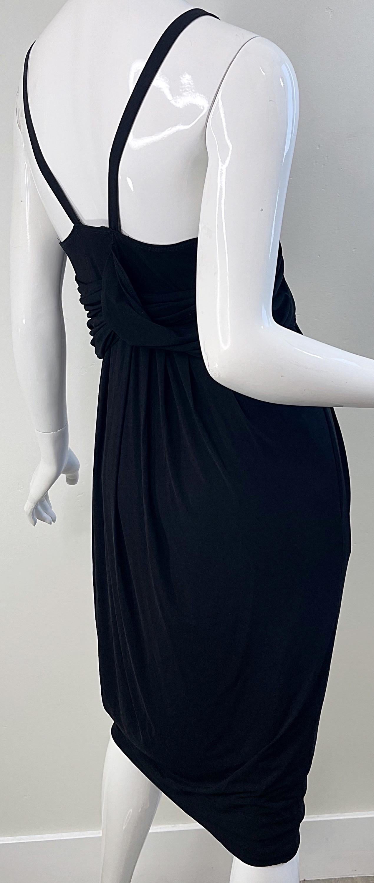 NWT Donna Karan Collection 2000s Black Cupo Spandex Jersey Sleeveless Dress Y2K For Sale 9