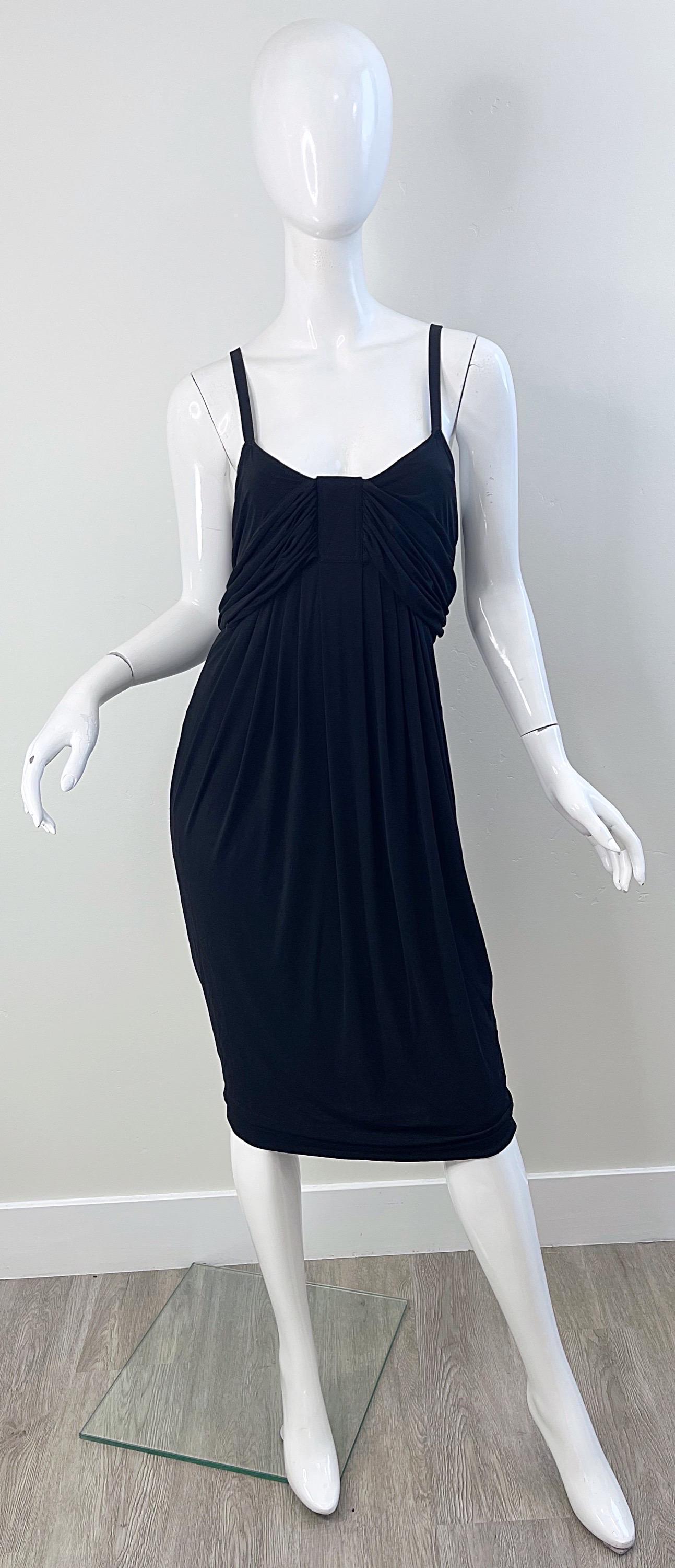 NWT Donna Karan Collection 2000s Black Cupo Spandex Jersey Sleeveless Dress Y2K For Sale 10