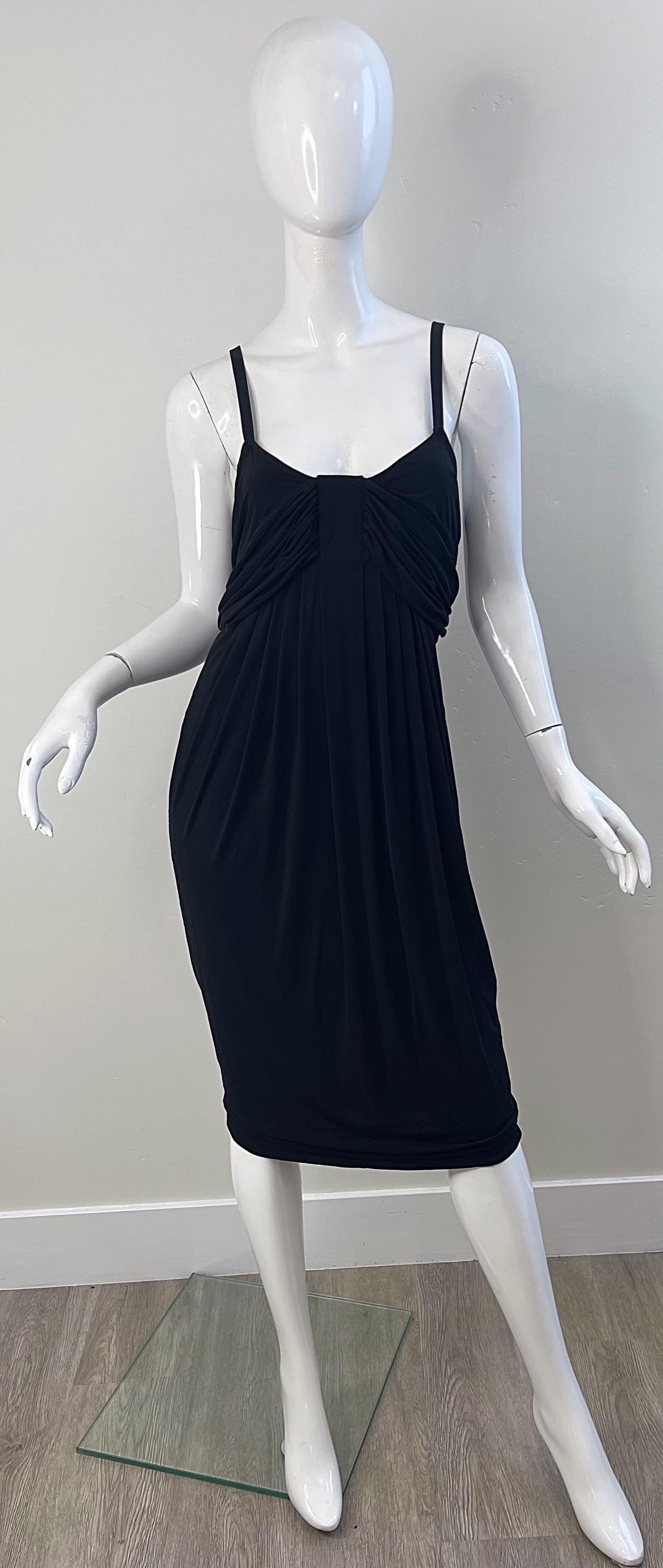 New with tags early 2000s DONNA KARAN Collection black cupo and spandex jersey sleeveless dress ! Retailed for $2,295. Simply slips over the head and stretches to fit. The perfect little black dress that is a timeless addition to any wardrobe.