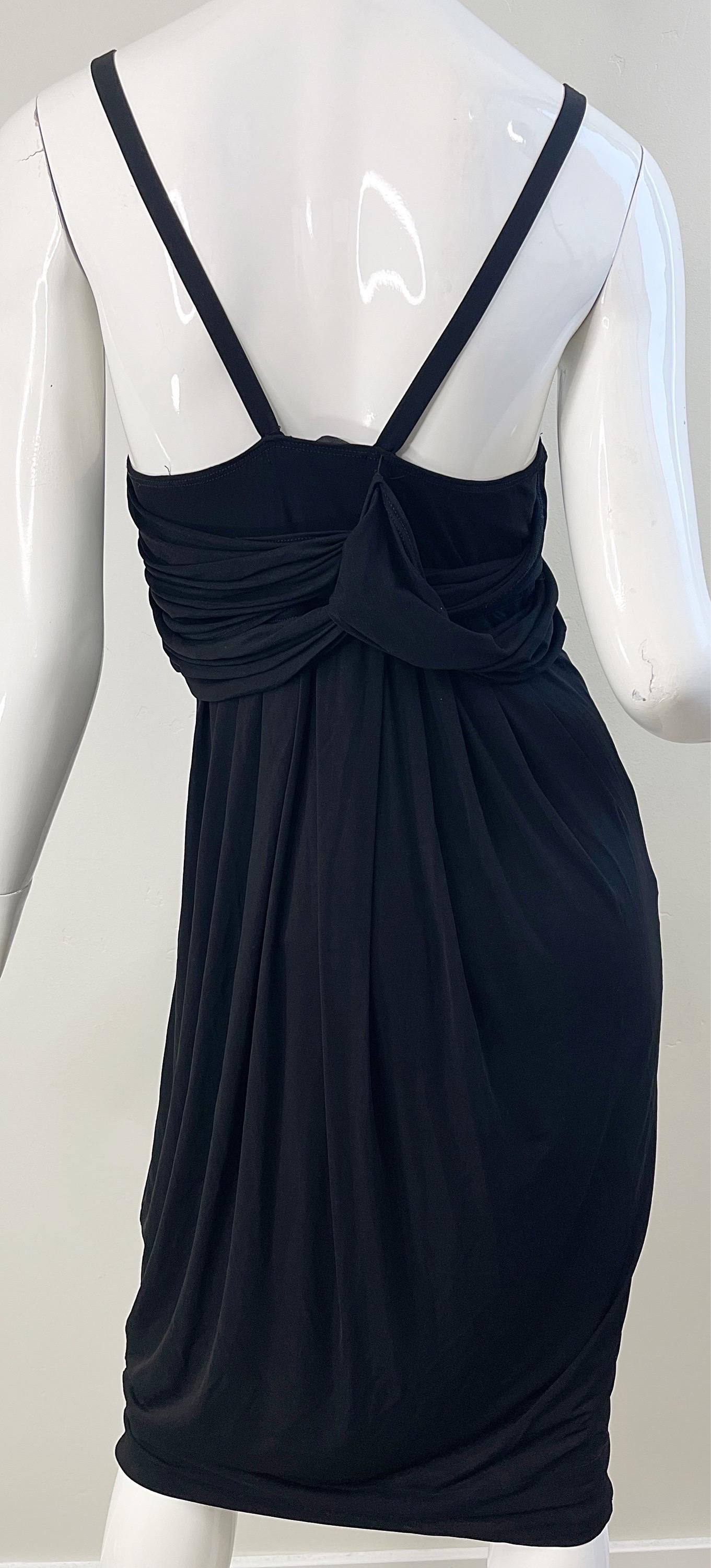 Women's NWT Donna Karan Collection 2000s Black Cupo Spandex Jersey Sleeveless Dress Y2K For Sale