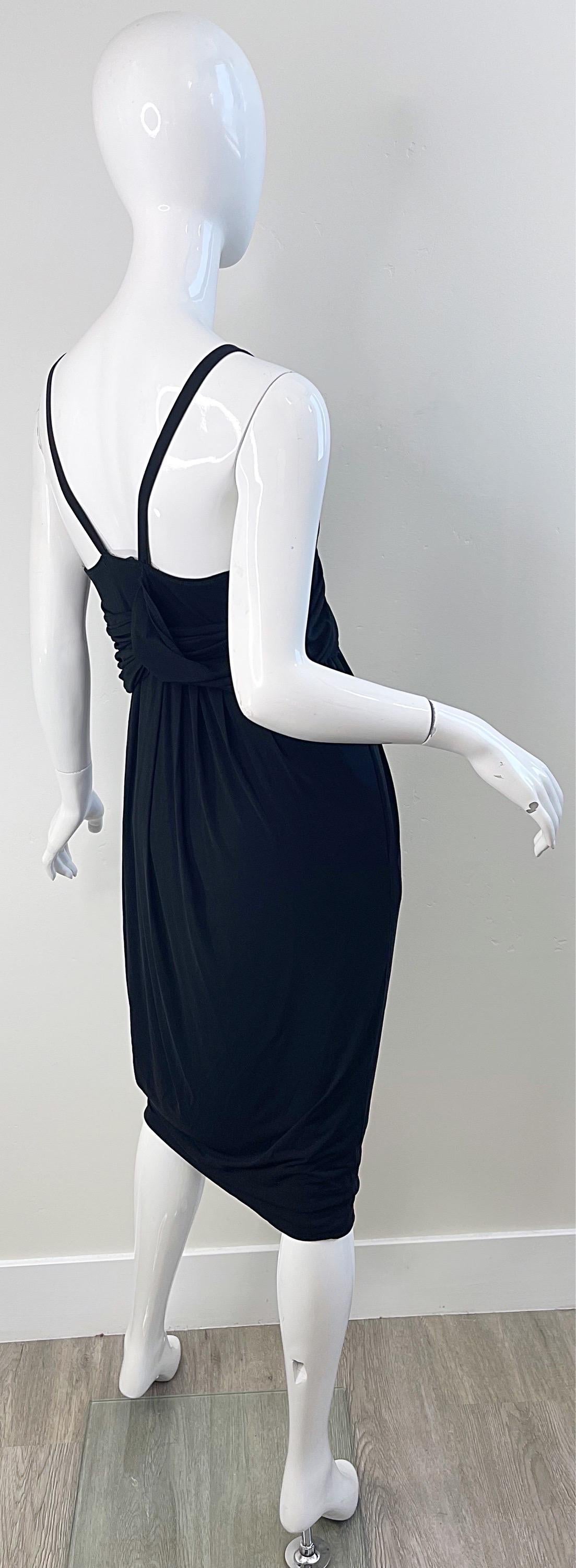 NWT Donna Karan Collection 2000s Black Cupo Spandex Jersey Sleeveless Dress Y2K For Sale 2