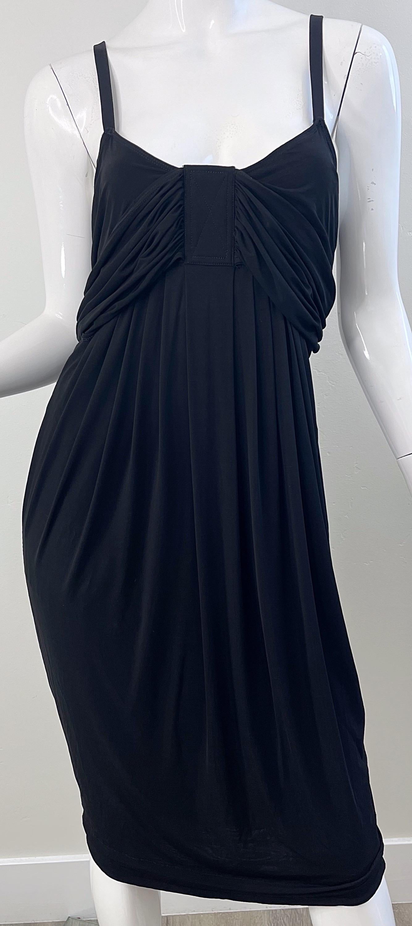 NWT Donna Karan Collection 2000s Black Cupo Spandex Jersey Sleeveless Dress Y2K For Sale 3