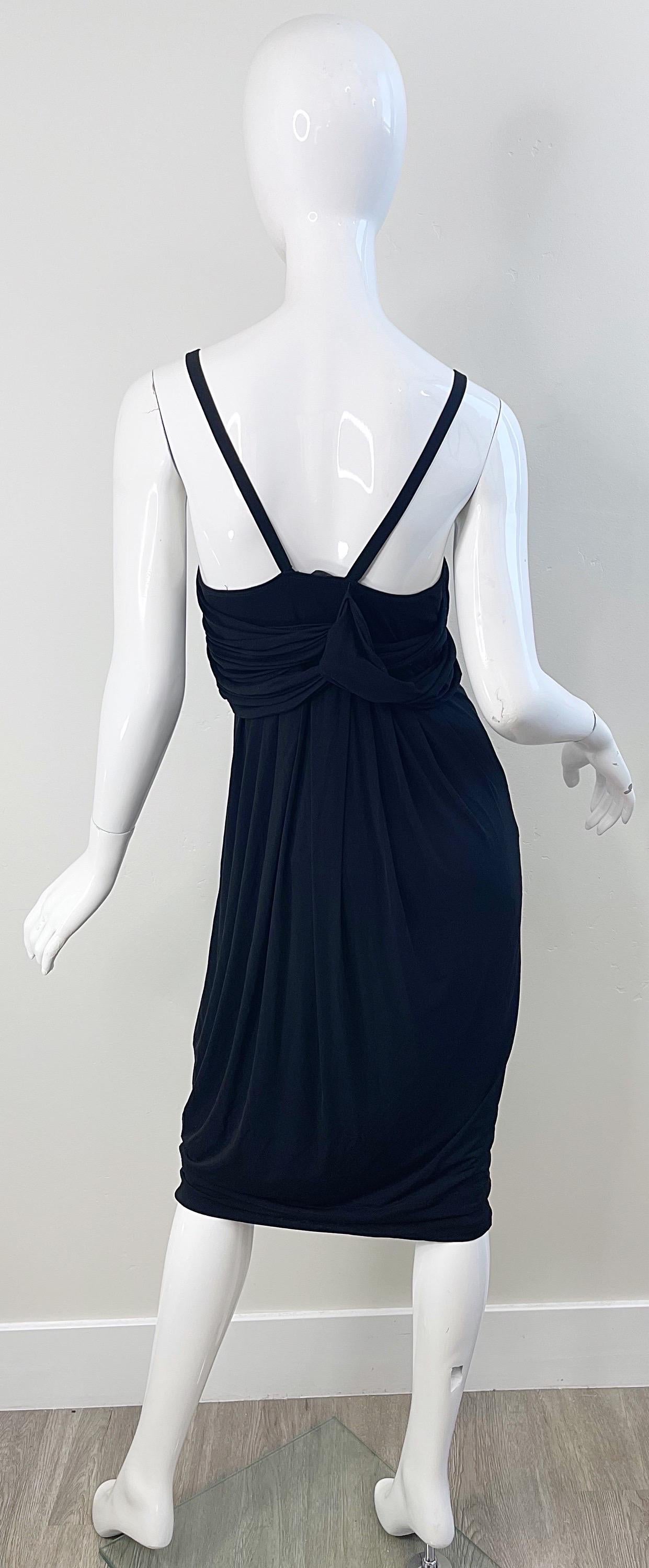 NWT Donna Karan Collection 2000s Black Cupo Spandex Jersey Sleeveless Dress Y2K For Sale 4