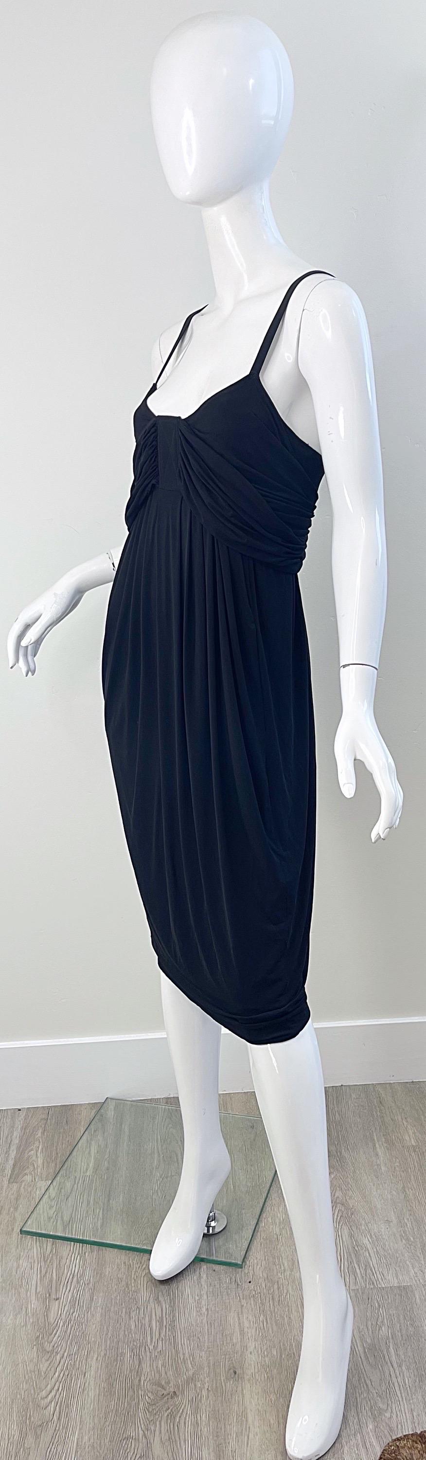 NWT Donna Karan Collection 2000s Black Cupo Spandex Jersey Sleeveless Dress Y2K For Sale 5