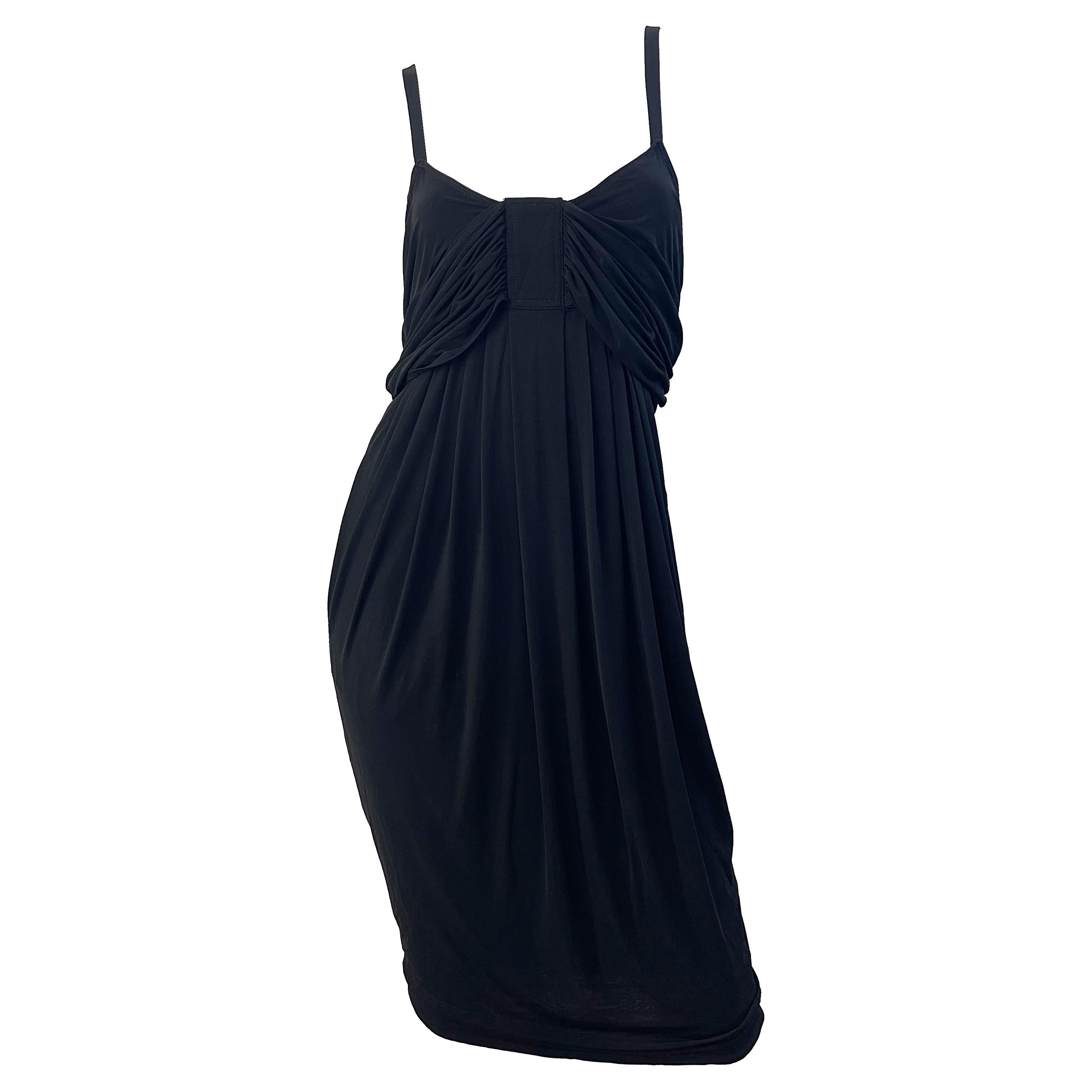 NWT Donna Karan Collection 2000s Black Cupo Spandex Jersey Sleeveless Dress Y2K